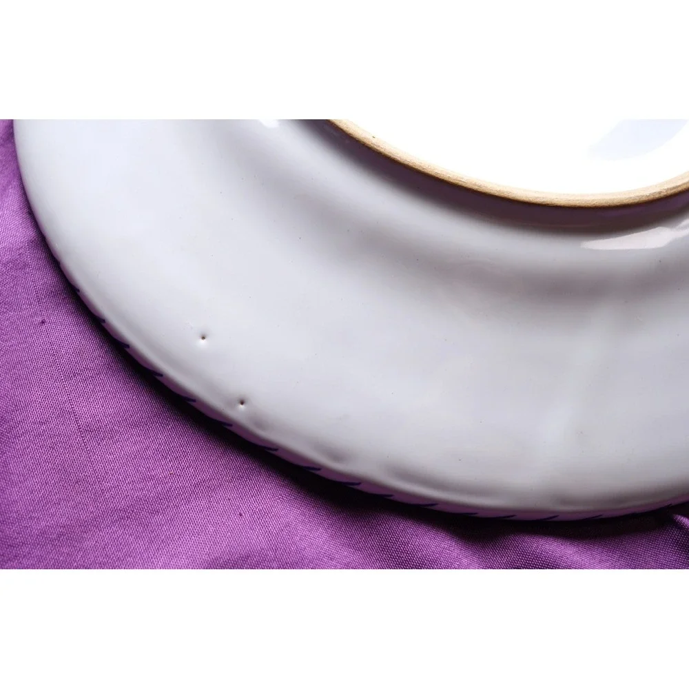Fima Deruta Italy Hand Painted Rooster Plate Blue Round 8.5